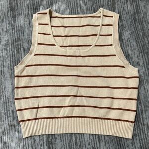 Striped Cream and Brown Tank Top